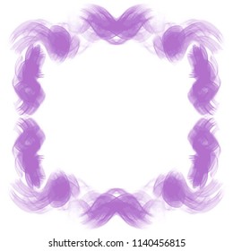 violet watercolor blurred brush stroke ornaments frame border pattern, vector illustration