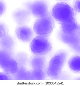 violet watercolor bubble pattern with blurred border circles on white background, vector illustration