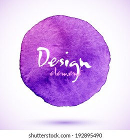 Violet watercolor circle, vector design element