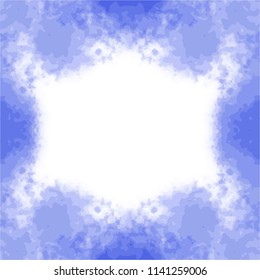 violet watercolor cloudscape frame border pattern, vector illustration