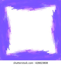 Violet Watercolor Frame with Empty Center. Border Isolated on White Background. Vector Illustration. Violet Ink Color Frame. Design Element.