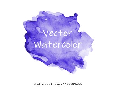 violet watercolor hand drawn isolated vector wash spot on white background for text design, web. Eps 10