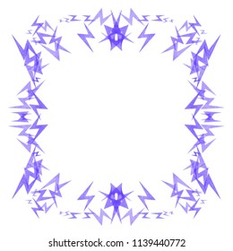 violet watercolor squared flash ornaments frame border pattern, vector illustration