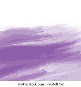 violet watercolor wave pattern with visible wet horizontal brush strokes and blurred border on white background, vector illustration
