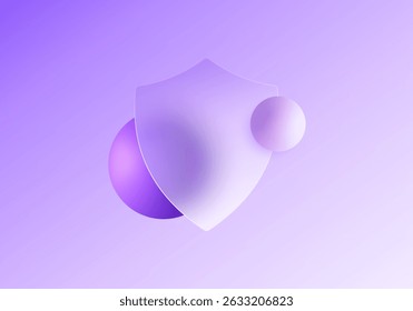 Escudo de teia violeta com esferas flutuantes no estilo de morfismo de vidro