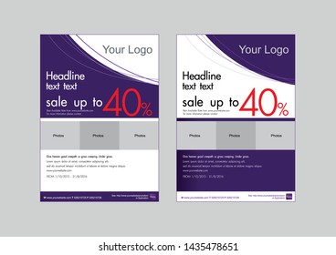 Violet and white color template design minimal layout
