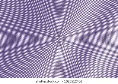 Violet white dotted halftone. Frequent dark dotted gradient. Half tone vector background. Abstract futuristic texture. Small ink dot on transparent backdrop. Modern pop art design template