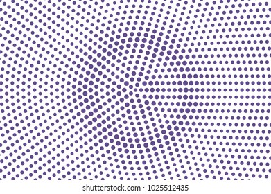 Violet white dotted halftone. Oversized radial dotted gradient. Half tone vector background. Abstract futuristic texture. Violet ink dot on transparent backdrop. Modern pop art design template
