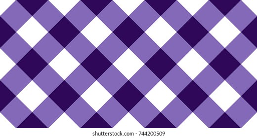 Violet and White Gingham Tablecloth Seamless Diagonal Pattern