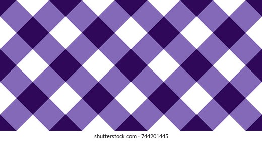 Violet and White Gingham Tablecloth Seamless Diagonal Pattern