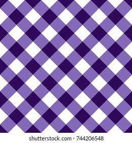 Violet and White Gingham Tablecloth Seamless Diagonal Pattern