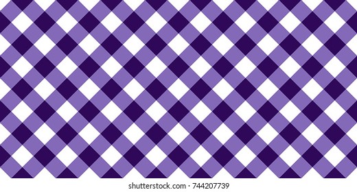 Violet and White Gingham Tablecloth Seamless Diagonal Pattern