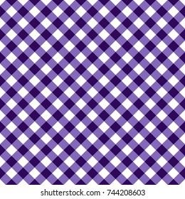 Violet and White Gingham Tablecloth Seamless Diagonal Pattern