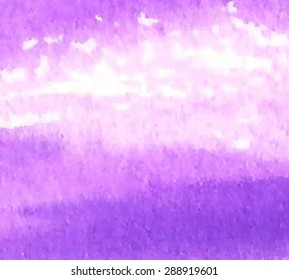 Violet white watercolor hand drawn paper texture torn glitter background. Wet brush painted smudges strokes abstract vector illustration. Design artistic element for wallpaper, print, template, web