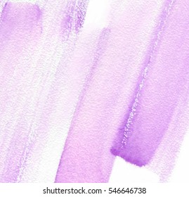Violet white watercolor wet brush paint isolated striped stain on white background for text design and web. Abstract aquarelle hand painted paper texture. Bright color dye vector element for wallpaper