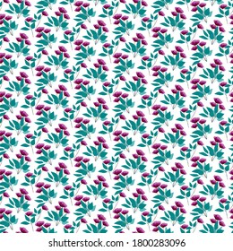 violet windflower on white background seamless vector pattern