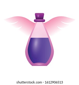 Violet wings potion icon. Cartoon of violet wings potion vector icon for web design isolated on white background
