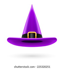 Violet witch hat with golden buckle and hatband