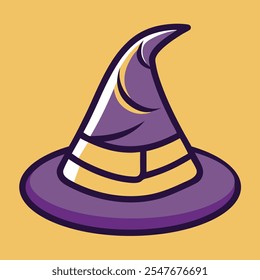 Violet wizard witch Hat silhouette icon vector. Halloween traditional party and fairy tale costume hats magic.