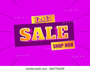violet yellow 12.12 sale banner template with shop now tag