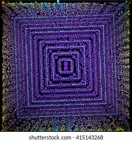 Violet yellow dot on black abstract background
