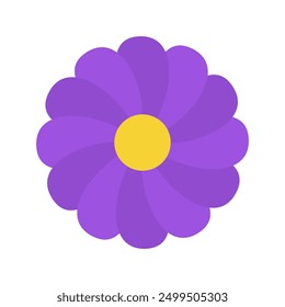 Violet yellow flower Cute daisy camomile. Chamomile icon. Love card sign symbol. Simple flat design. Growing concept. Round flowers head plant collection. Childish style. White background. Vector