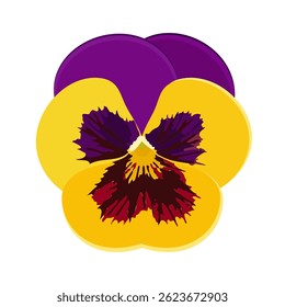Icône d'Image vectorielle Pansies Jaune Violet, Symbole d'alto tricolore, Fleur d'alto minimale, Heartsease, Johnny Jump up ou Fleurs à trois visages sur fond blanc