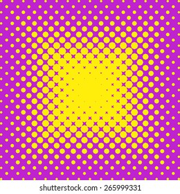 Violet and yellow vector background with halftone effect
