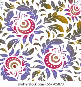 Violet and yellow vintage seamless pattern on a white background. Abstract vector texture. Low poly motley pattern illustration.