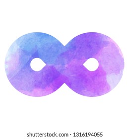 Violet-blue infinity symbol icon. Watercolor vector texture.