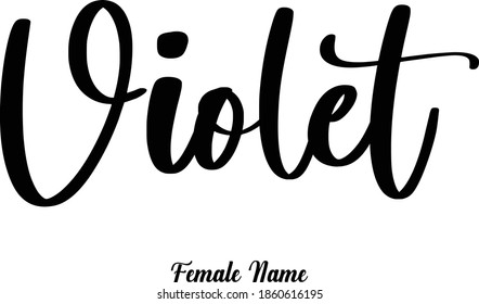 Violet-Female Name Calligraphy Phrase on White Background