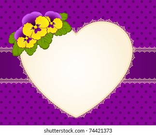 Violets with lace ornaments on background. Vector