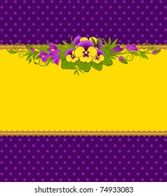 Violets with lace ornaments on background. Vector