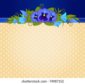 Violets with lace ornaments on background. Vector