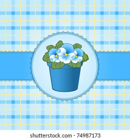 Violets with lace ornaments on background. Vector