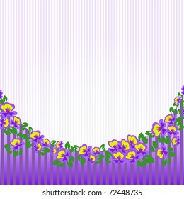 violets in a semicircular lavender striped background