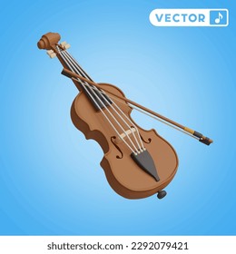 conjunto de iconos vectoriales 3D de violín, sobre un fondo azul