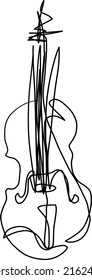 Violin abstract continuous line art hand drawing.
