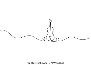 Violín con Bucles equilibrados Arte continuo de una línea Diseño de Vector minimalista
