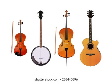 Violin, Banjo, Cello And Acoustic Guitar