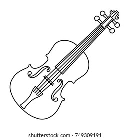 violin of black contour curves on white background of vector illustration