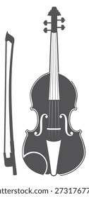 Schwarzes Violinsymbol. Klassisches Streichinstrument