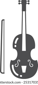 Violin black icon. Orchestra instrument. String music symbol