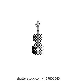 violin - black vector icon;  halftone illustration