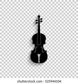 violin - black vector  icon with shadow