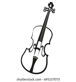 Violin. Black and white graphics. Vector illustration.