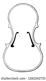 Der Violinkörper ist mit seiner Klangkasten, die mit einer konkaven Grundfläche geformt ist, konstruiert, um auf die Schulter des Geiger, der Vintage-Linie Zeichnung oder Gravur-Illustration zu passen.