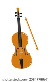 Violin and bow displayed in a minimalistic style, highlighting craftsmanship and design