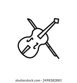 Violín con icono de arco aislado sobre fondo blanco