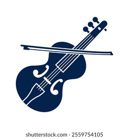 Violin and bow icon. Musical instrument. Play music